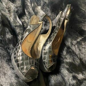 High heel, peep toe, open back shoes for sale